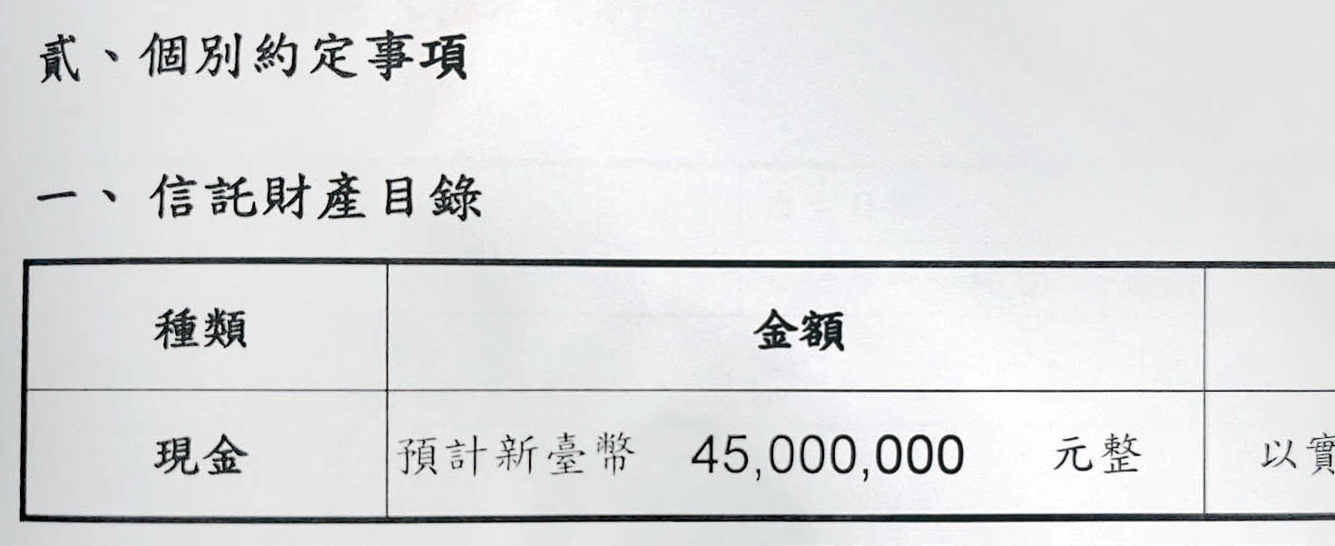 范姜等人從李鍾桂的帳戶中取出4,500萬元作為他益信託，用途不明。（讀者提供）