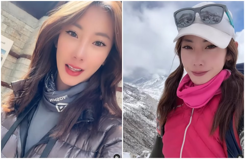 曾格爾攀爬聖母峰，妝容看起來很完整。（翻攝曾格爾IG）