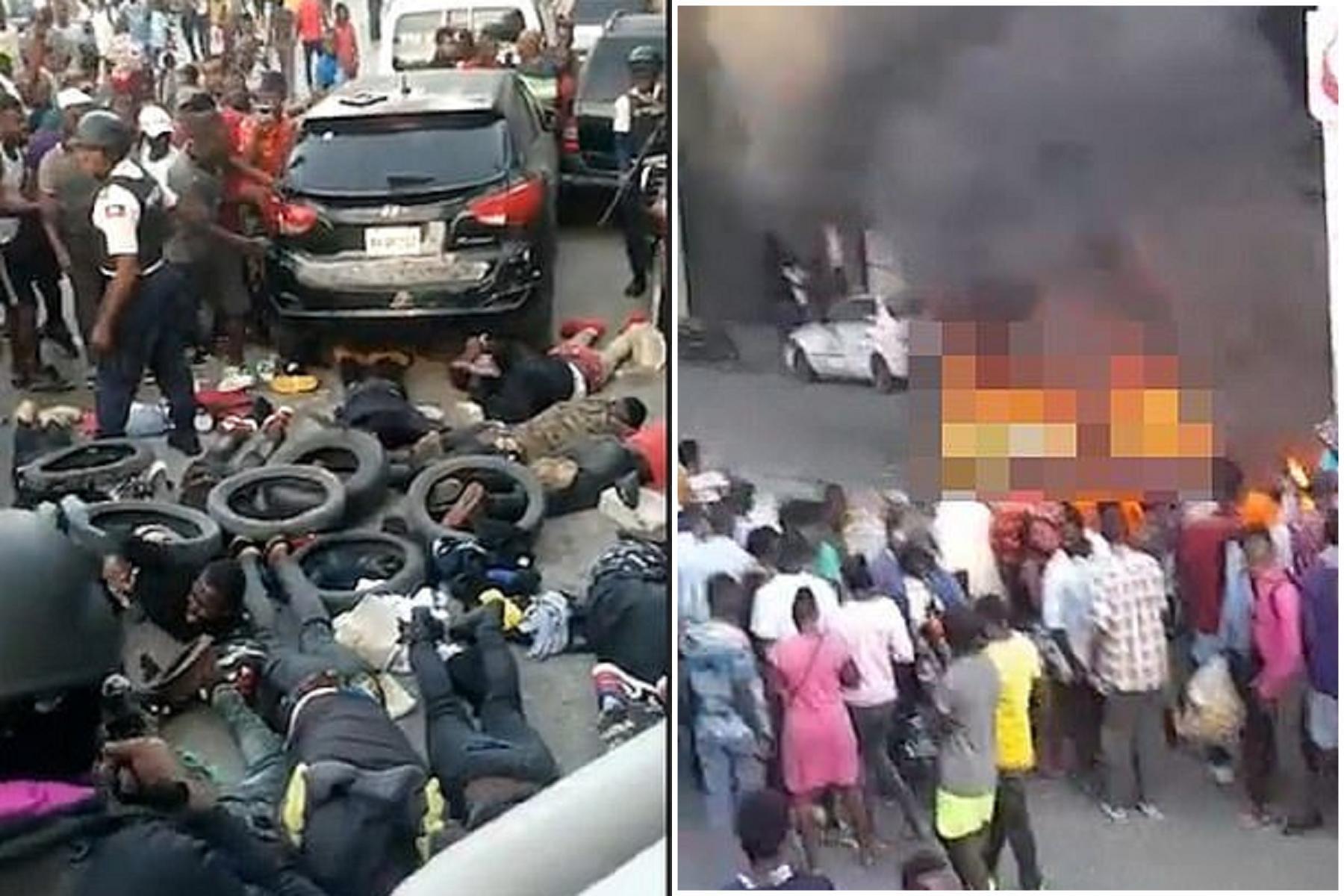 我友邦海地淪黑道治國，鄉民抗「慶記」對幫派動私刑！砸死活燒13人。（翻自推特）