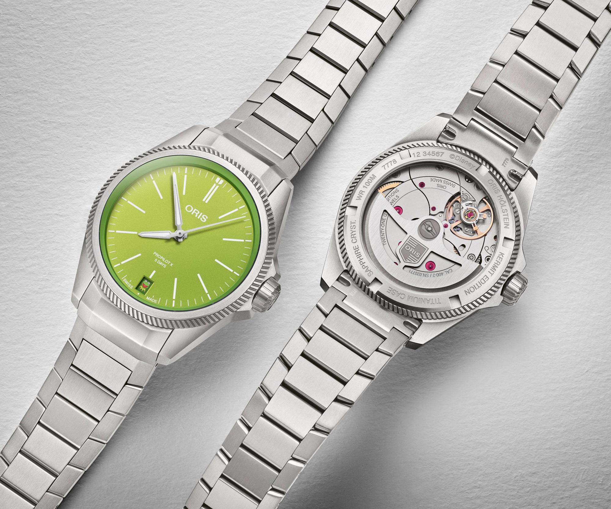 ORIS ProPilot X Kermit Edition｜錶徑39mm／鈦合金錶殼／時、分、秒、日期指示／Calibre 400自動上鍊機芯／定價NT$136,000