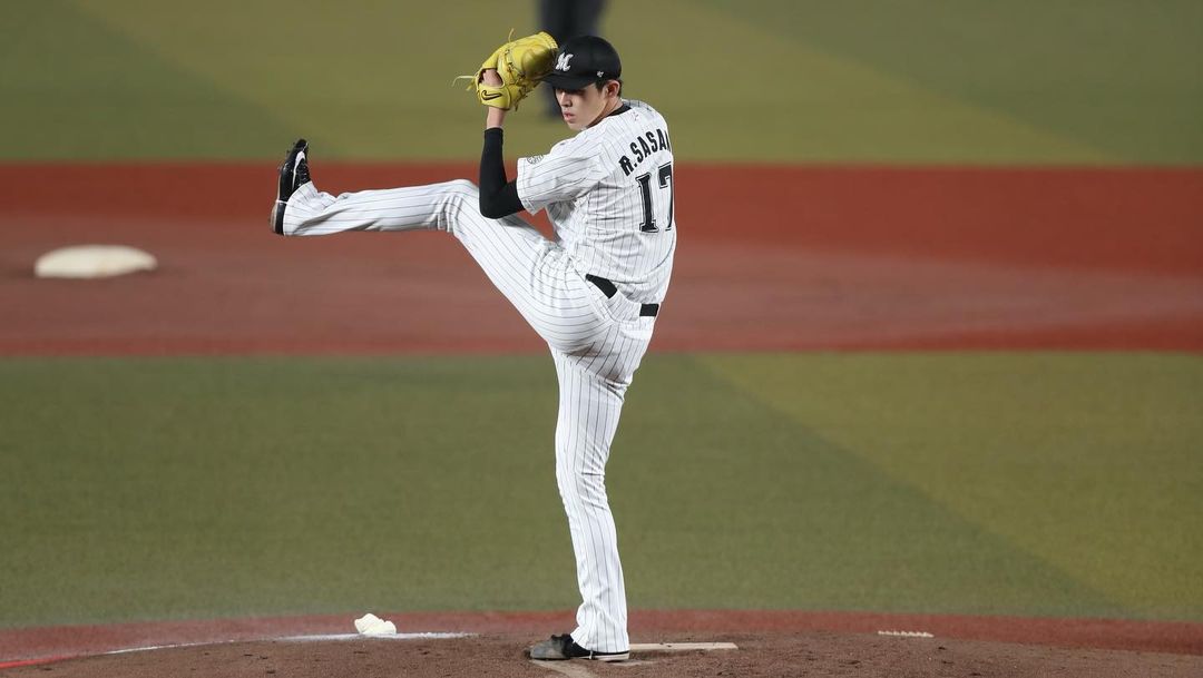 「令和怪物」佐佐木朗希本場比賽雖然連20局無失分紀錄破功，但飆出165公里速球追平大谷翔平紀錄。（翻攝自佐佐木朗希IG）