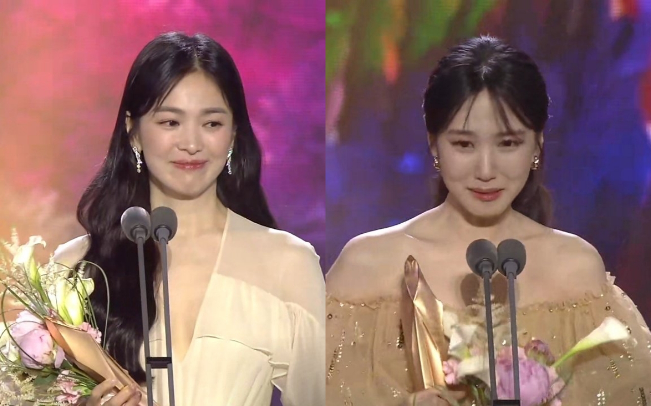 宋慧喬(左)與朴恩斌主演的兩部現象級作品深受觀眾喜愛,今年百想藝術大賞分別頒發她們最佳女主角、大賞兩項大獎。(網路圖片)