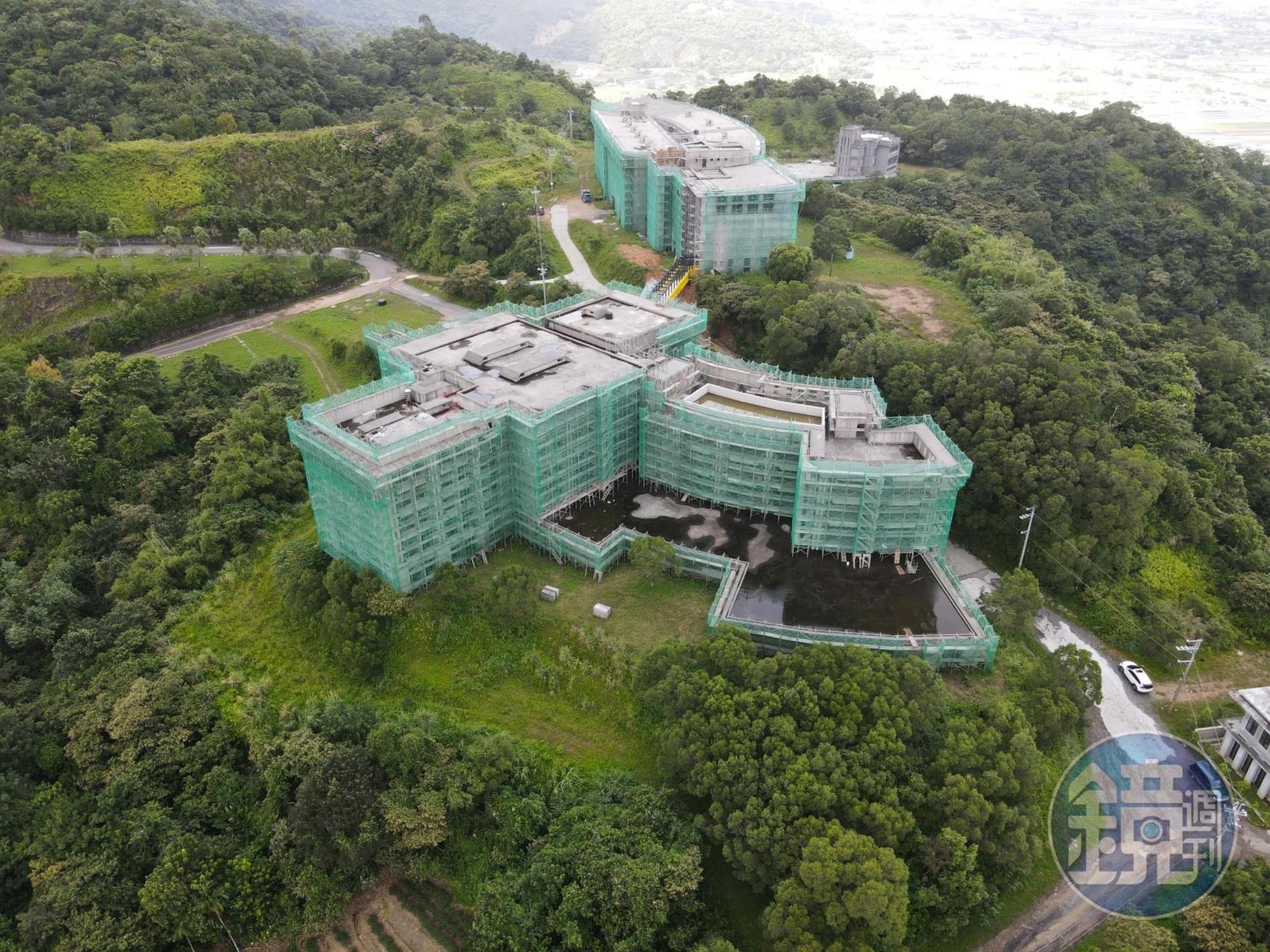 位於宜蘭縣三星鄉的宜蘭喜來登度假酒店空拍照。