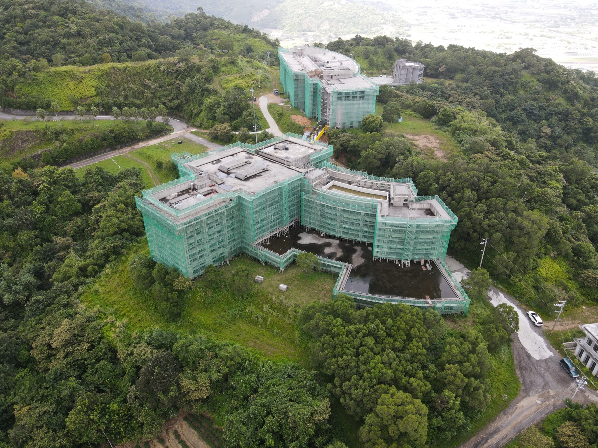 位於宜蘭縣三星鄉的宜蘭喜來登度假酒店空拍照。