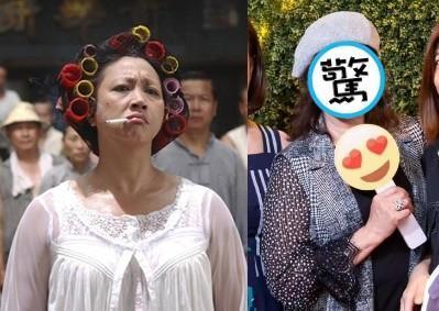 元秋當年在電影《功夫》演出包租婆(左,翻攝微薄)一角,彪悍形象深植人心,現年73歲的她模樣超慈祥(右,翻攝文雪兒臉書)