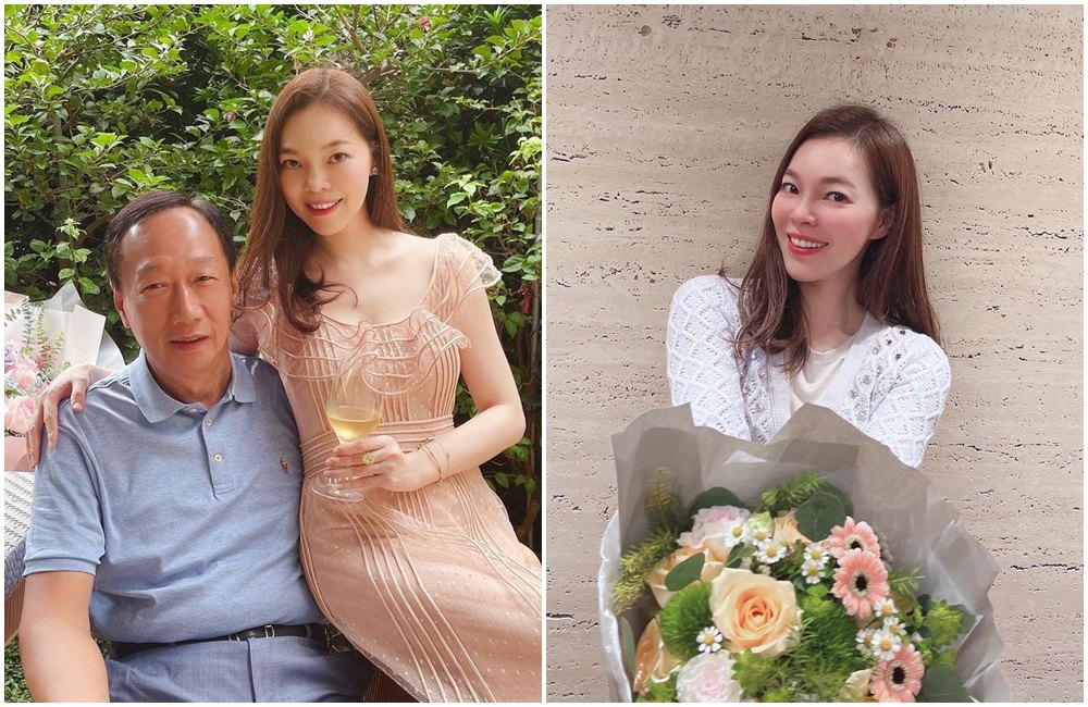 郭台銘（左圖左）爭取參選2024總統大位，妻子曾馨瑩行事轉為低調。（翻攝曾馨瑩IG）