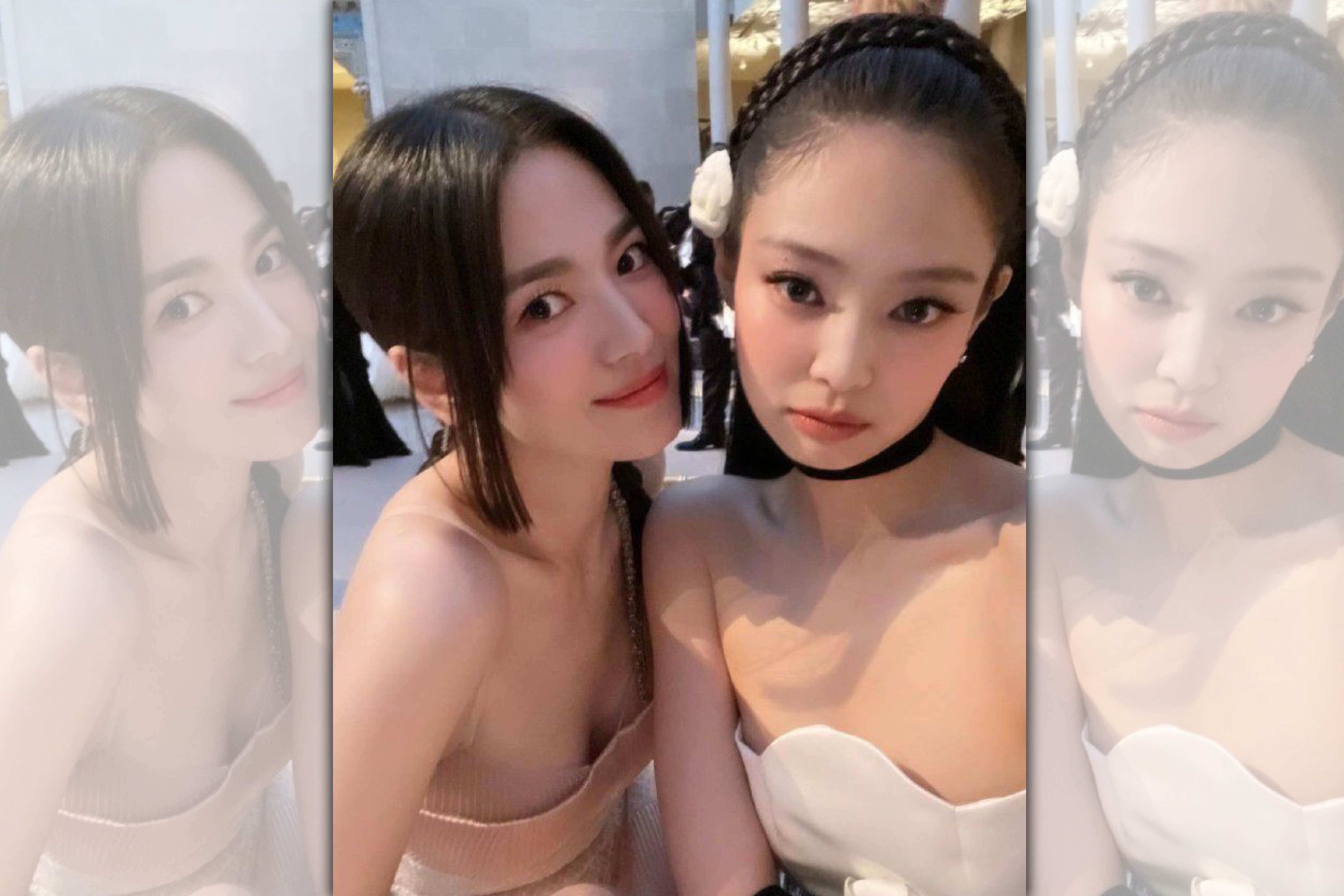 宋慧喬和BLACKPINK Jennie在美國Met Gala紅毯貼臉合照。（翻攝harpersbazaarsg IG）