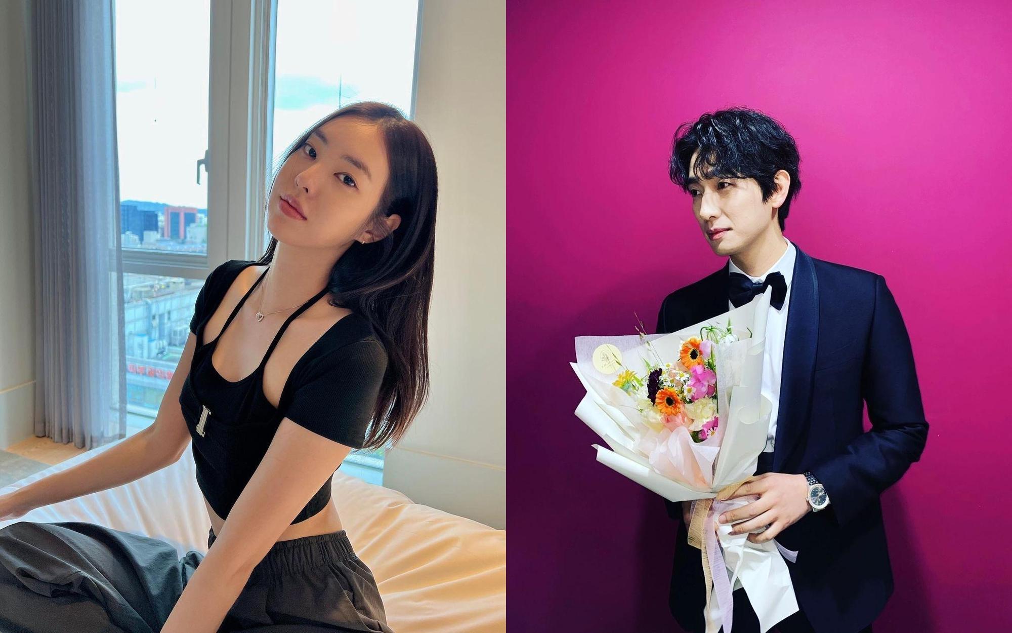 尹博（右）將在9月與模特兒女友金秀彬結婚。（翻攝尹博、金秀彬IG）