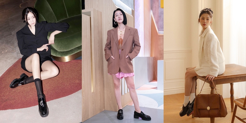 （左起）T-ara前成員孝敏、小S、邵雨薇選穿有水鑽logo裝飾的樂福鞋。（Christian Louboutin提供）
