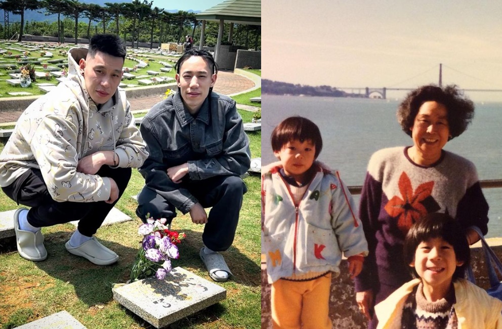 林書豪（左圖左）和弟弟林書煒（左圖右）一起前往墓園，證實奶奶過世消息。（翻攝自IG@jlin7）