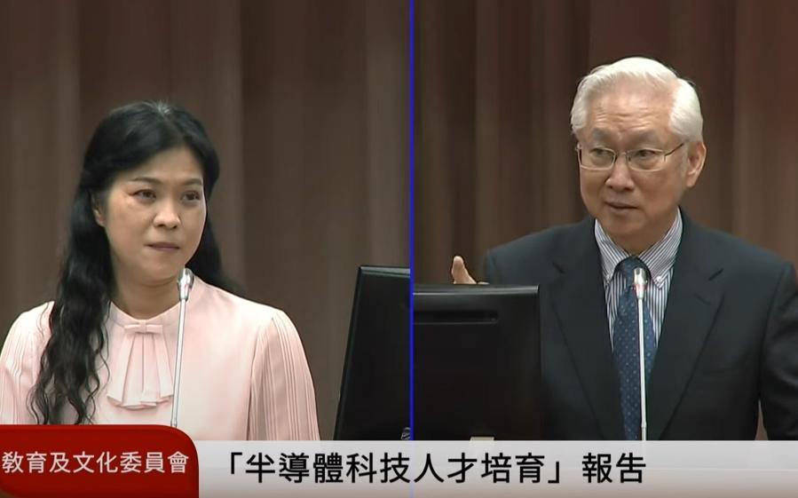 綠委在立院教育及文化委員會上,詢問教育部、國科會對於柯文哲的言論有何看法。(翻攝自國會YT頻道)