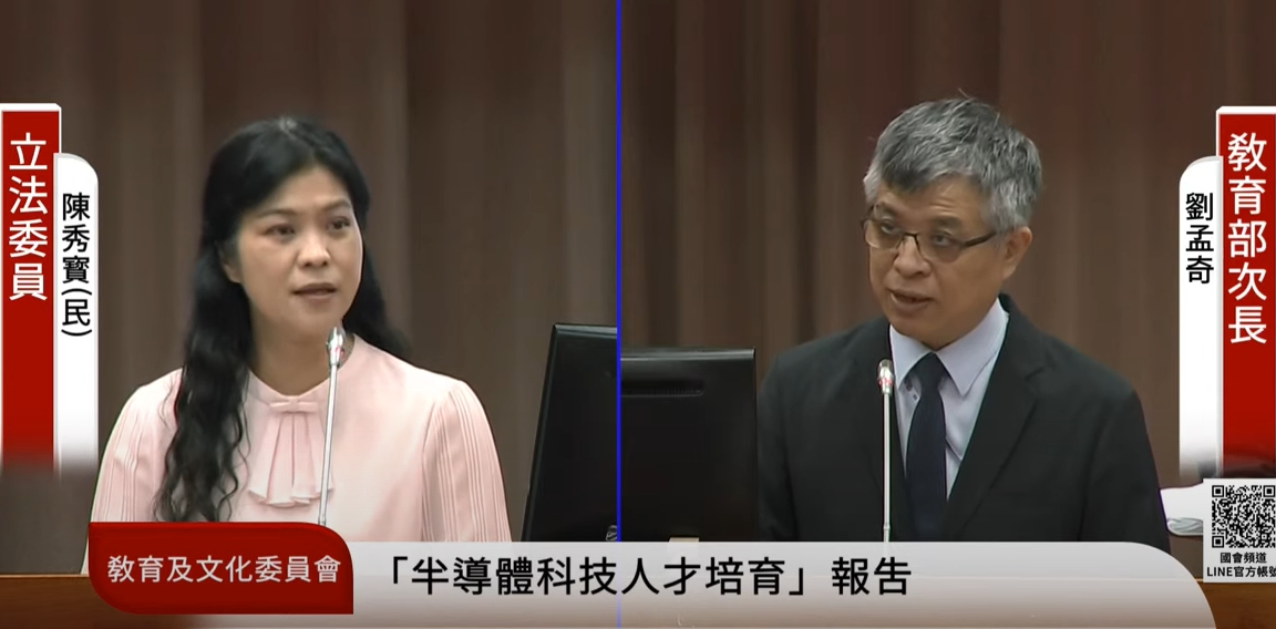 綠委在立院教育及文化委員會上，詢問教育部、國科會對於柯文哲的言論有何看法。（翻攝自國會YT頻道）