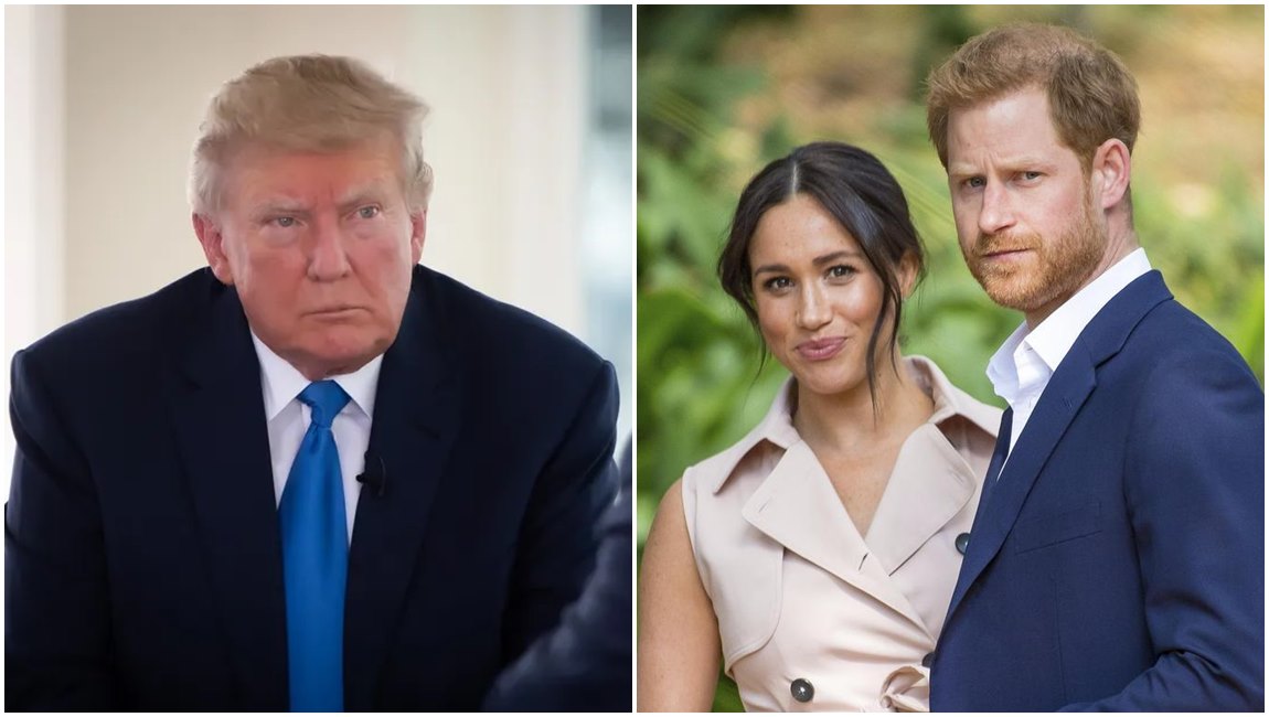 川普（左圖）極度討厭哈利王子的妻子梅根（右圖左）。（翻攝GB News畫面、meghanmarkle_official IG）