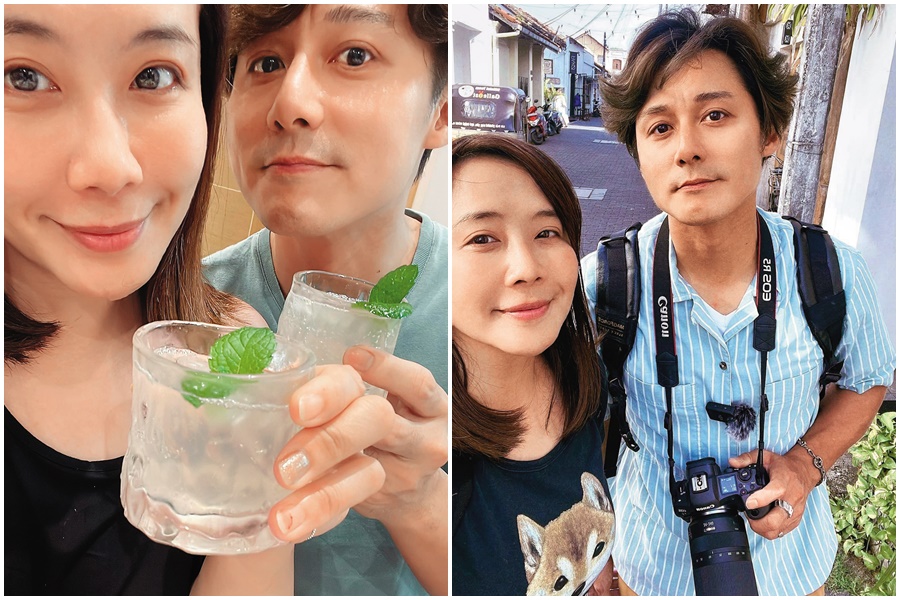 廖科溢（右）與秦綾謙（左）婚後經常在臉書放閃。（翻攝自廖科溢臉書）