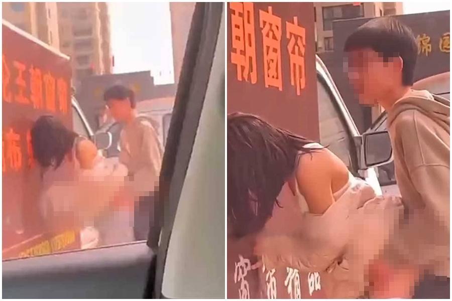 中國一對情侶偷偷做愛被拍下。（翻攝自推特）