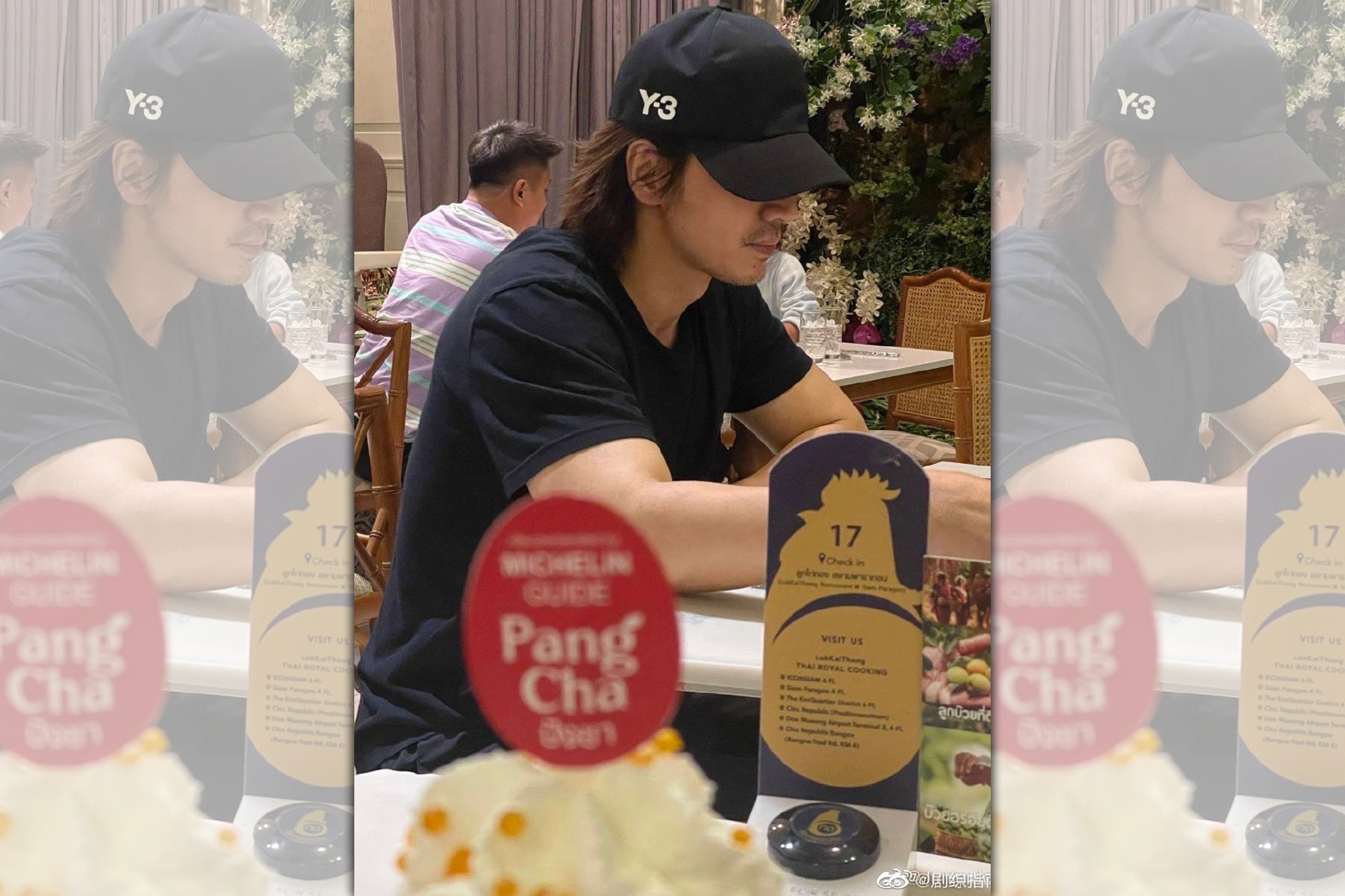 粉絲目擊言承旭現身曼谷和張雲龍吃飯。（翻攝微博）