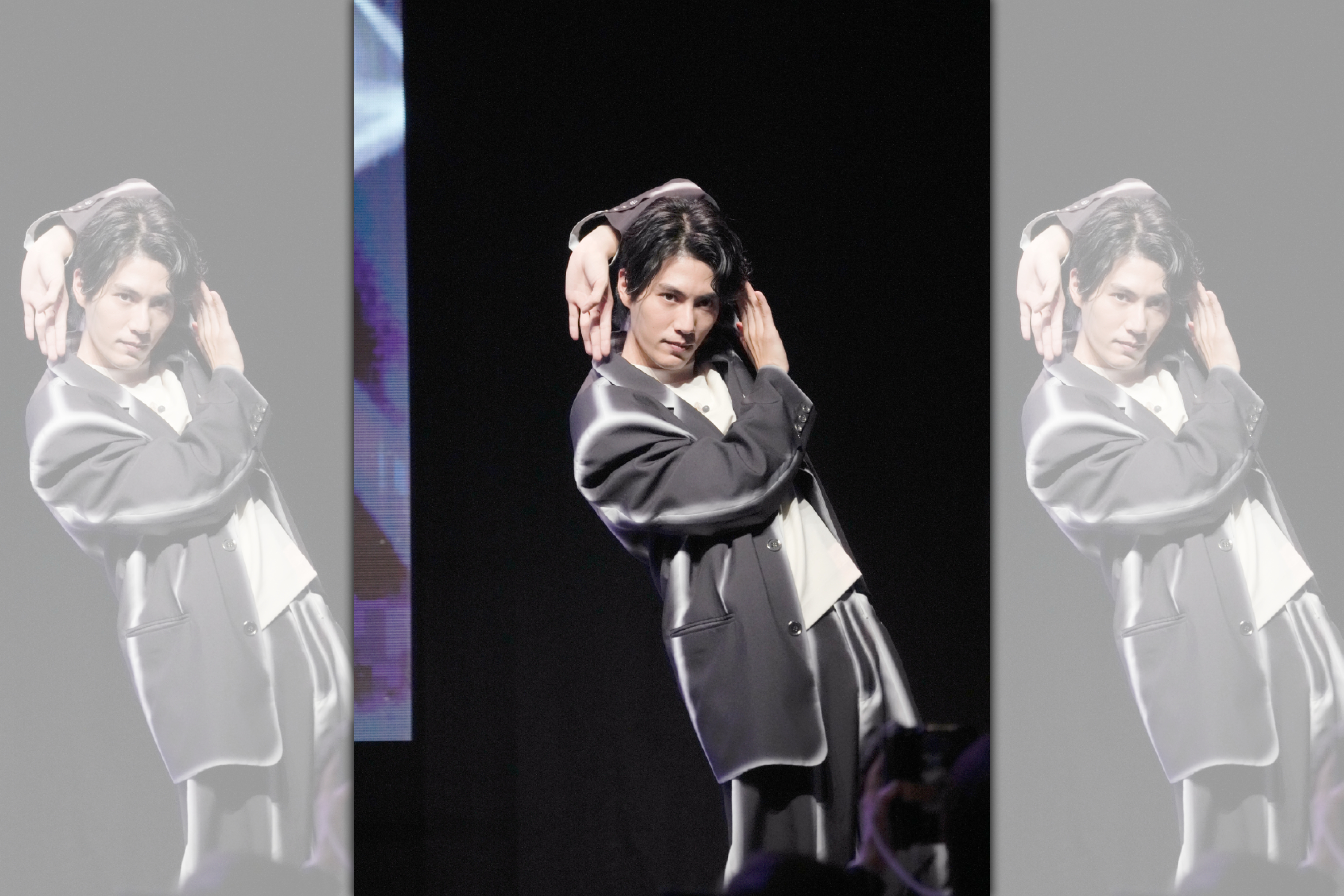 林子閎模仿日本動漫《JoJo 的奇妙冒險》動作。（TVBS提供）