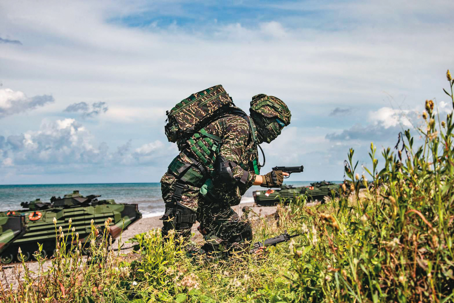 武衛兵備諸事漸漸齊備，但最重要的是，還需招募足夠人力投入防災、搶救、疏散、護衛水電燃料設施的抗敵訓練。（國防部提供）