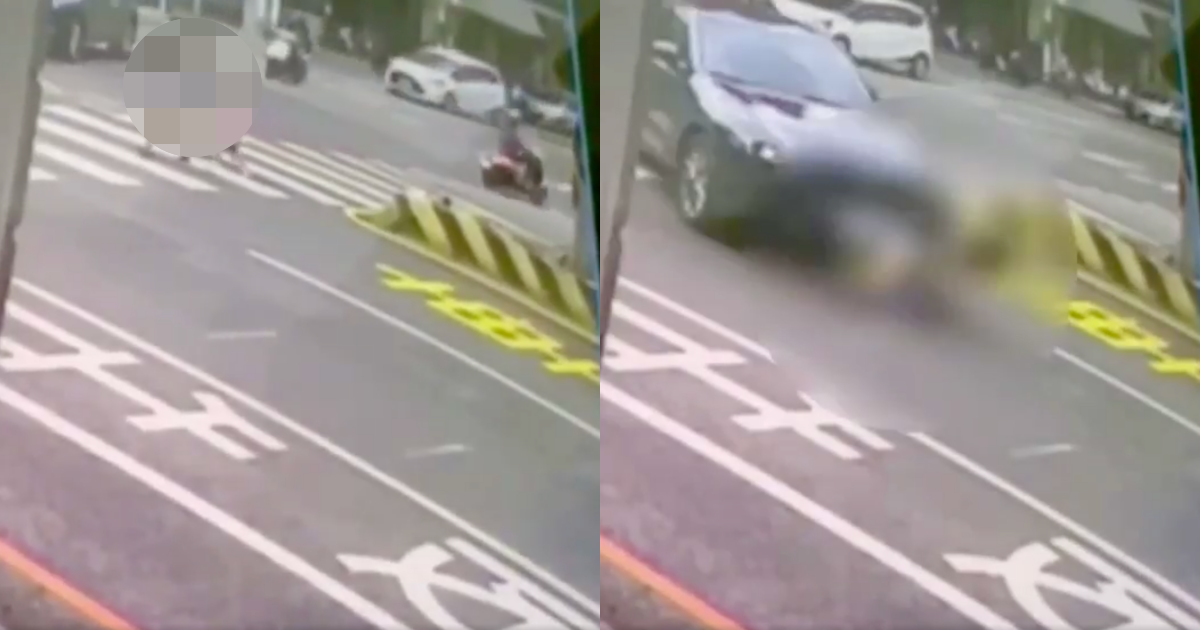 台南一對母女好好走在斑馬線上卻被撞成1死1重傷，讓民眾怒了。（翻攝自Fixtw - 極速檢舉臉書）