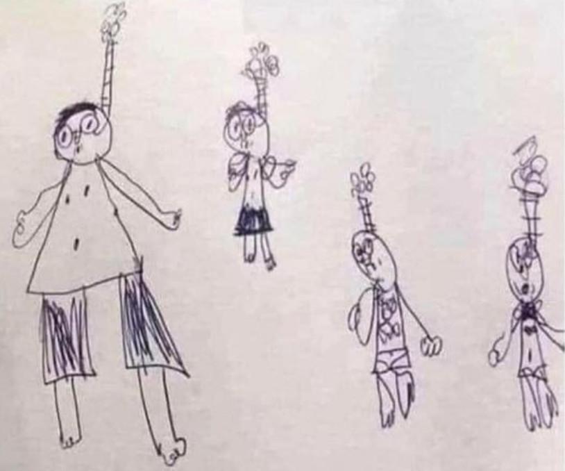一名6歲男童在學校畫了一幅全家浮潛畫作,卻被老師誤以為有輕生跡象。(翻攝自臉書粉專Natural World)
