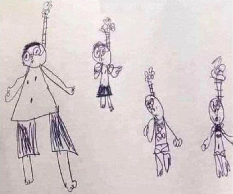一名6歲男童在學校畫了一幅全家浮潛畫作，卻被老師誤以為有輕生跡象。（翻攝自臉書粉專Natural World）
