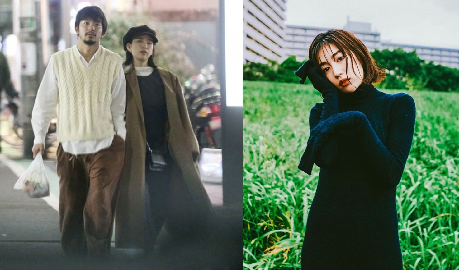 仲野太賀被爆與森川葵（左圖）玩完，與大河劇女星木龍麻生（右圖）傳出過夜情。（翻攝FRIDAY、IG）