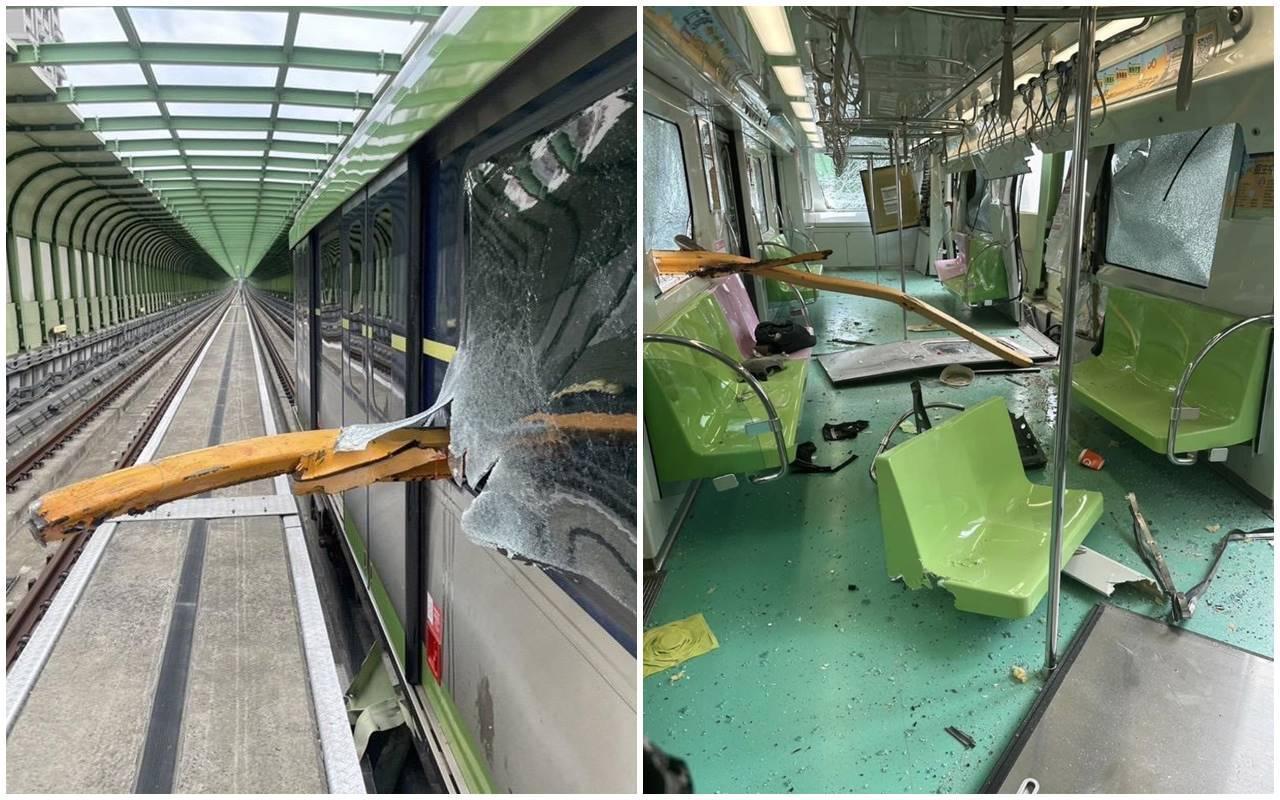 台中捷運今中午左右發生嚴重意外事件，造成1人死亡、8人受傷的慘況。（翻攝畫面）