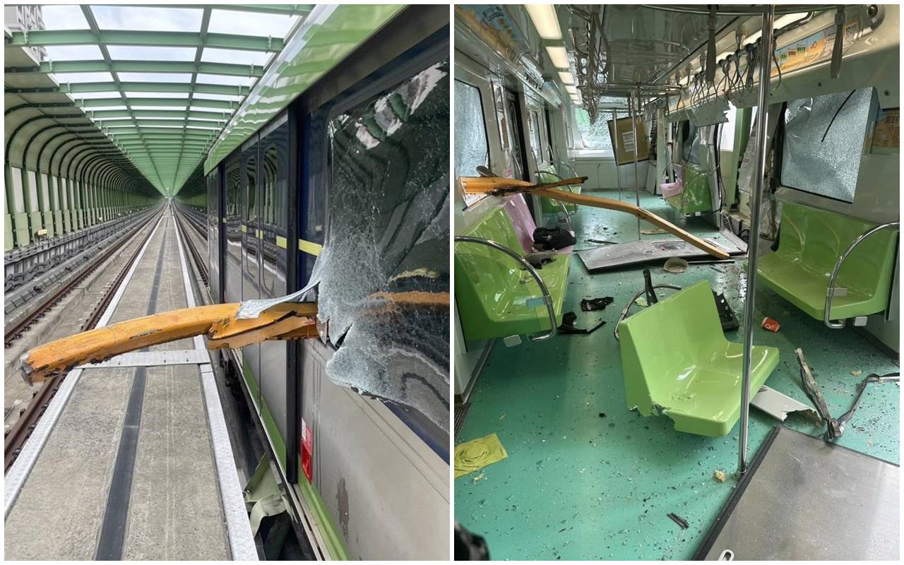 台中捷運今中午左右發生嚴重意外事件，造成1人死亡、8人受傷的慘況。（翻攝畫面）