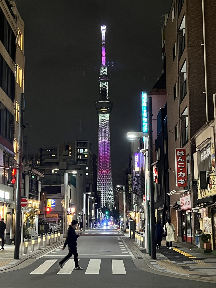 夜晚可選擇搭乘電車返回東京，走逛晴空塔週邊。
