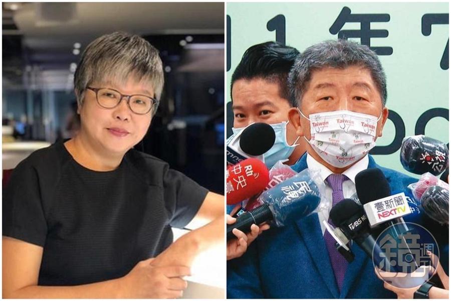 黃光芹(左)針對昨天,陳時中(右)回應郭台銘主打「政府擋採購BNT」的論述開砲。(左圖翻攝自黃光芹臉書,右圖本刊資料照)