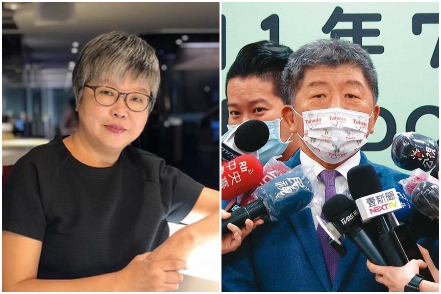 黃光芹（左）針對昨天，陳時中（右）回應郭台銘主打「政府擋採購BNT」的論述開砲。（左圖翻攝自黃光芹臉書，右圖本刊資料照）