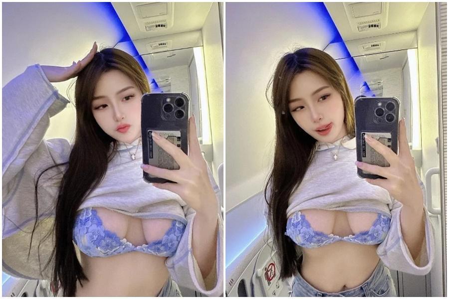 Yumi.k昨在飛機上分享4連拍的照片。(翻攝自Yumi.k IG)