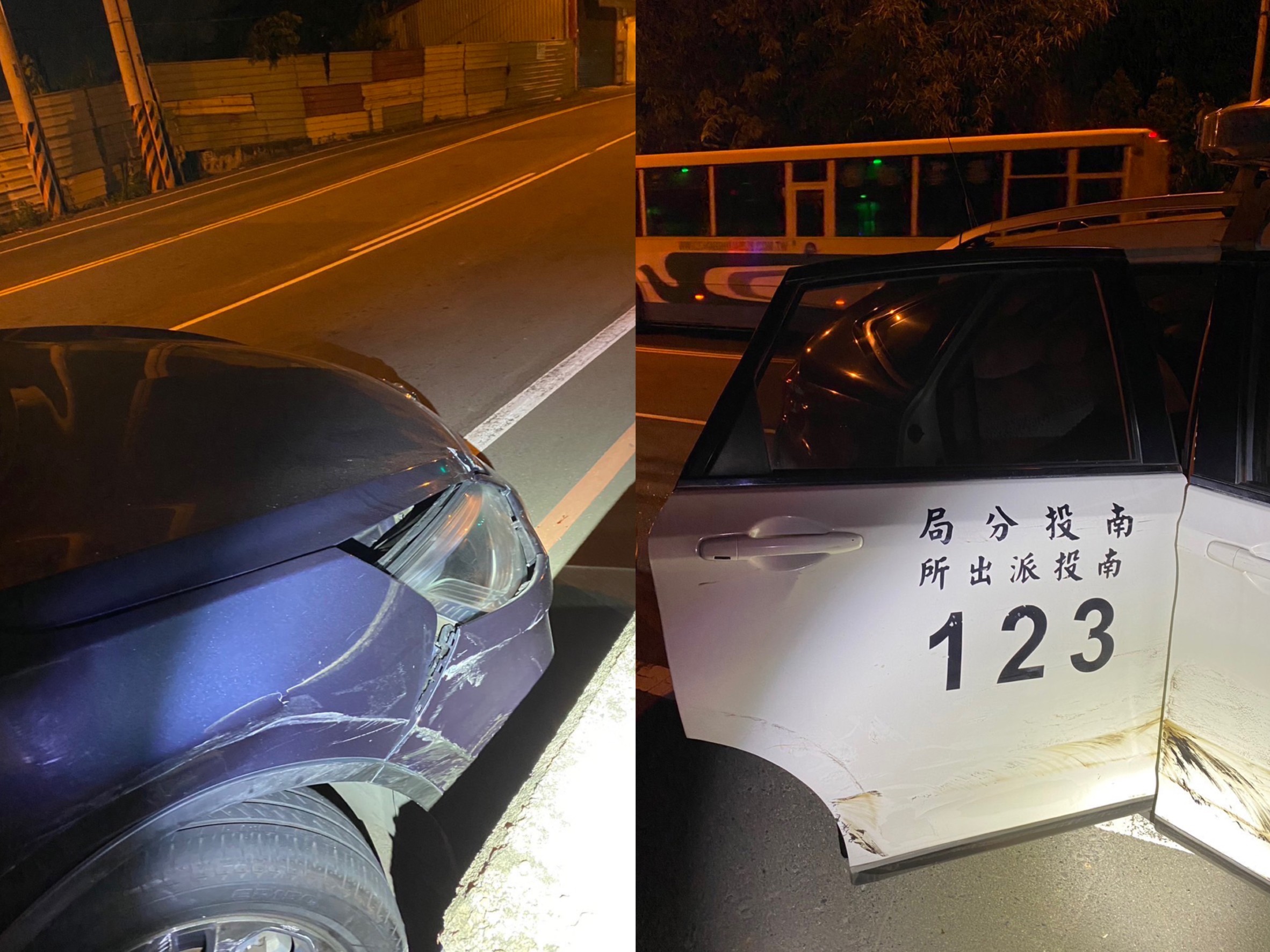 掛註銷車牌衝撞警車拒攔檢，警逮捕查出駕駛是毒蟲。（海山分局提供）