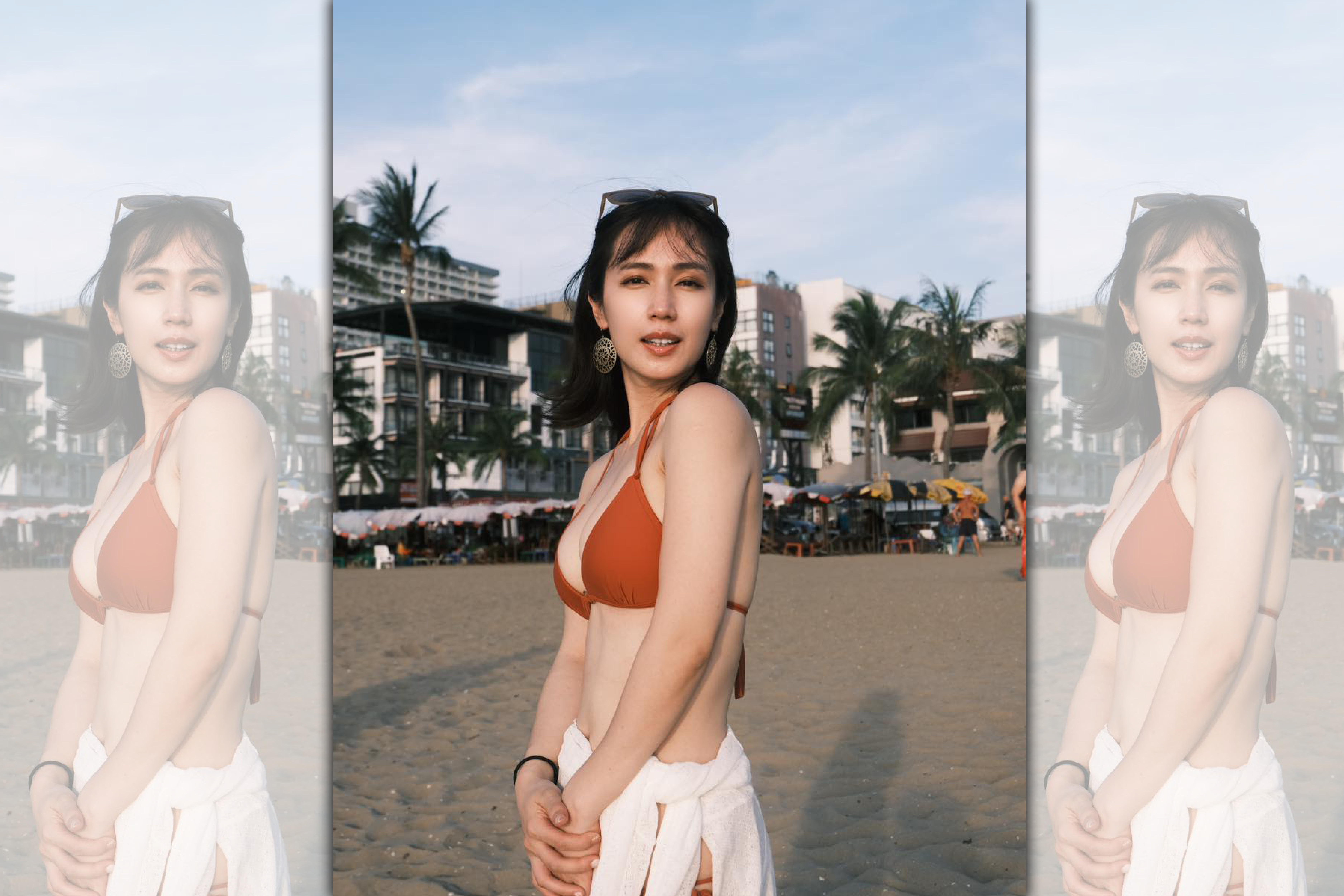 小薰比基尼辣照，美胸現形。（翻攝自小薰臉書）