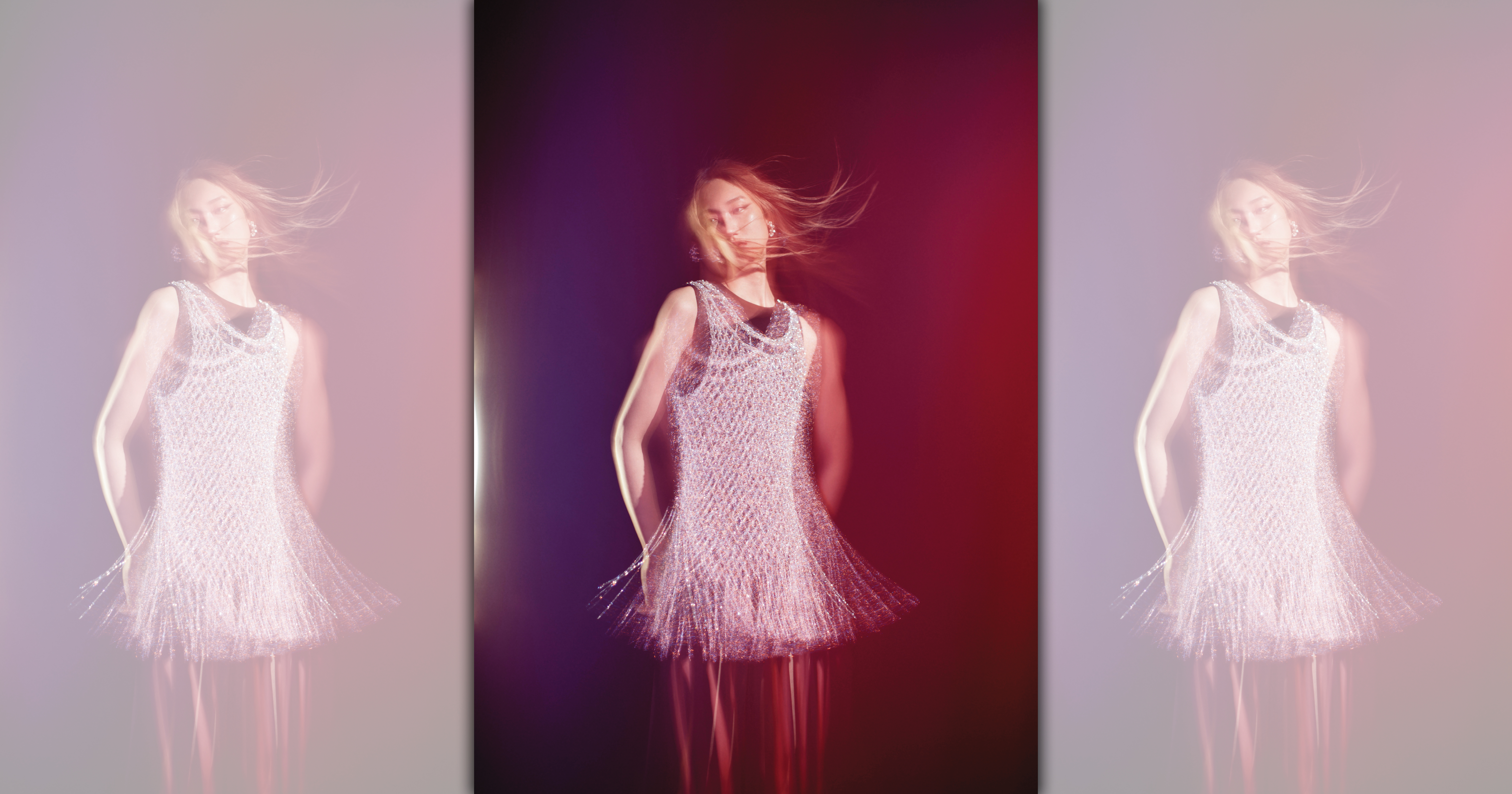 串珠流蘇編織背心 價格店洽 by GIVENCHY／黑色流蘇洋裝 NT$1,290 by ZARA／銀色耳環 價格店洽 by GIVENCHY