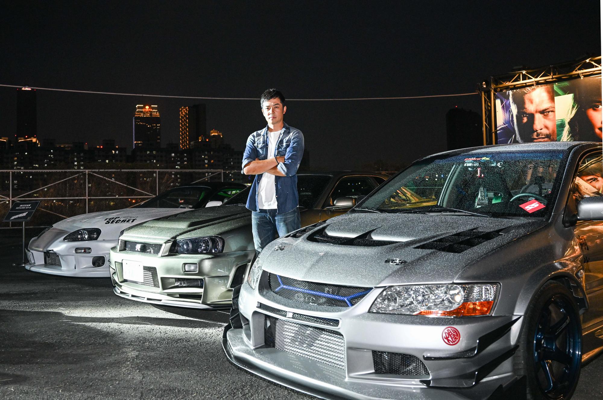 姚元浩出席《玩命關頭X》車聚派對，與愛車人士交流心得。（UIP提供）