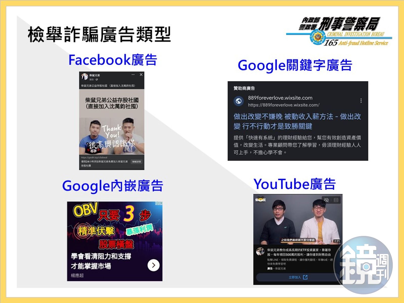 165官網增設檢舉詐騙廣告平台FB、Google、YouTube詐騙廣告皆可檢舉- 鏡週刊Mirror Media