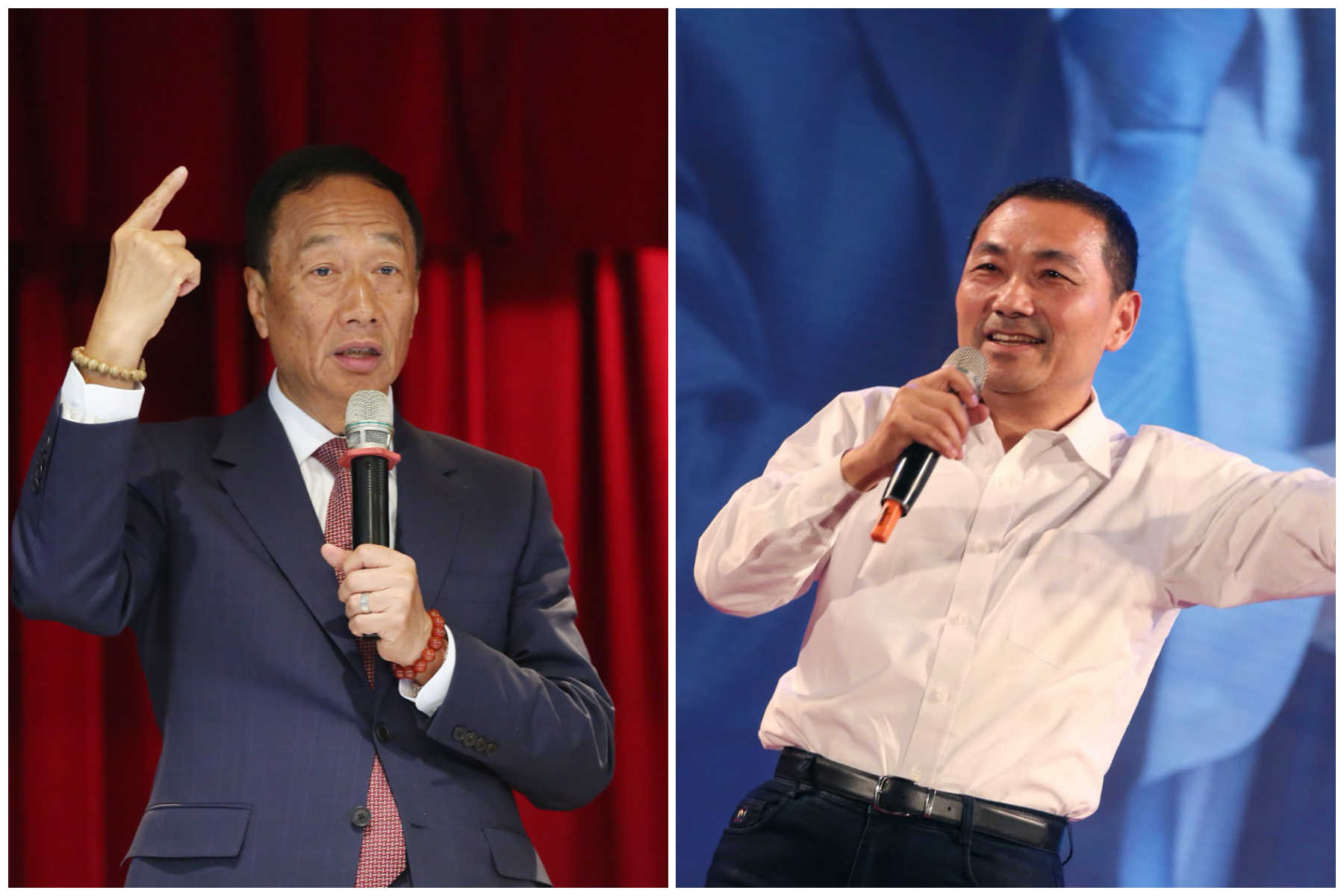 根據三份民調結果顯示，在「綠藍白」三腳督狀況下，郭台銘支持度皆高於侯友宜。（資料照）