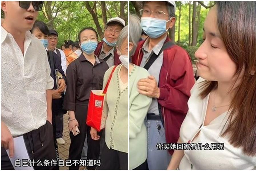 32歲網紅「雅典娜」近日到杭州相親開出4條件擇偶,被路人嗆到哭。(翻攝自抖音)