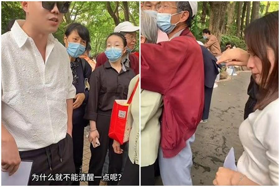 32歲網紅「雅典娜」近日到杭州相親開出4條件擇偶,卻沒想到被路人嗆到哭。(翻攝自抖音)