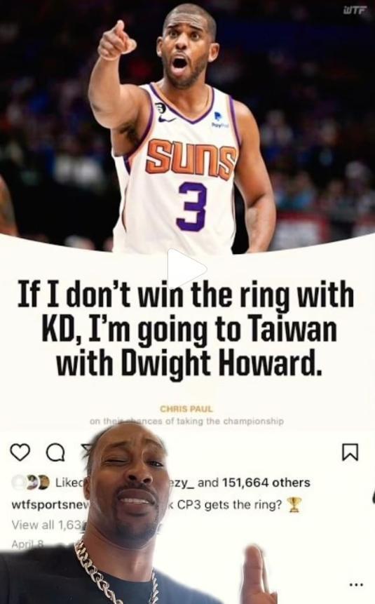 霍華德上週在IG邀請CP3來台打球。(翻攝自Dwight Howard推特)