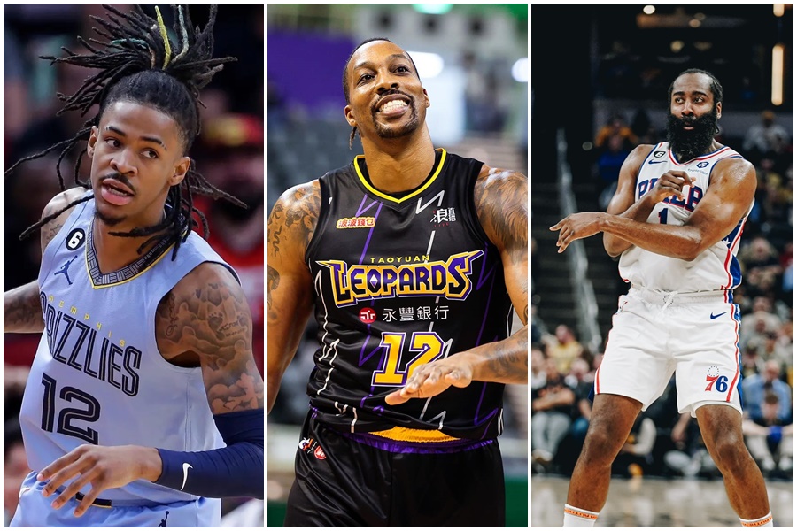 繼昨天唱名哈登後，霍華德今天也在推特邀請NBA明星後衛莫蘭特來台打球。（翻攝自Ja Morant、Dwight Howard、James Harden推特）