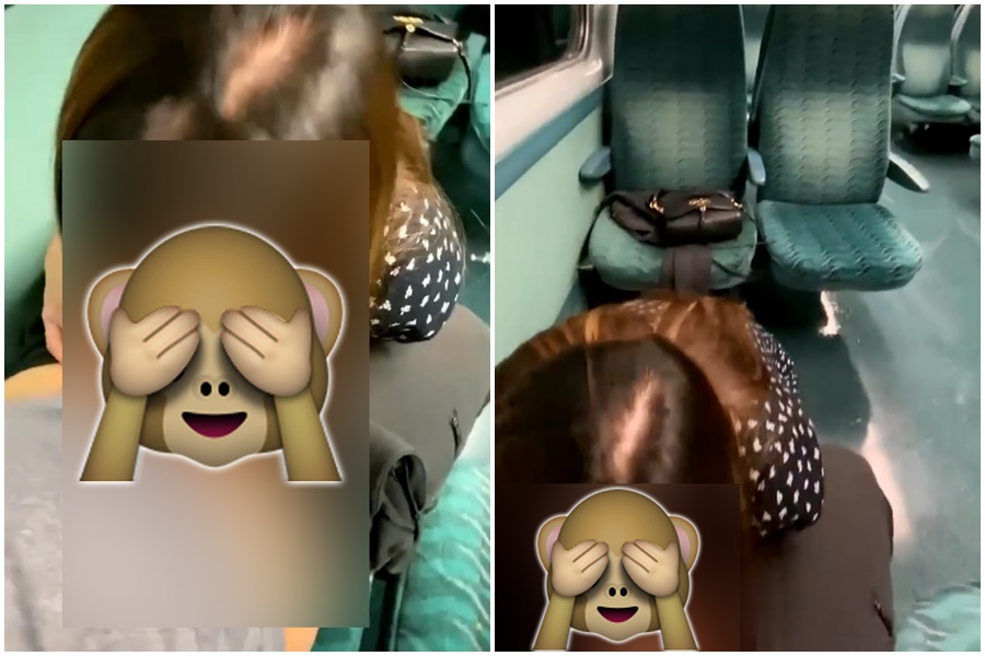 近日網路瘋傳1段長髮女子在地鐵內10秒口交不雅片。（翻攝畫面）