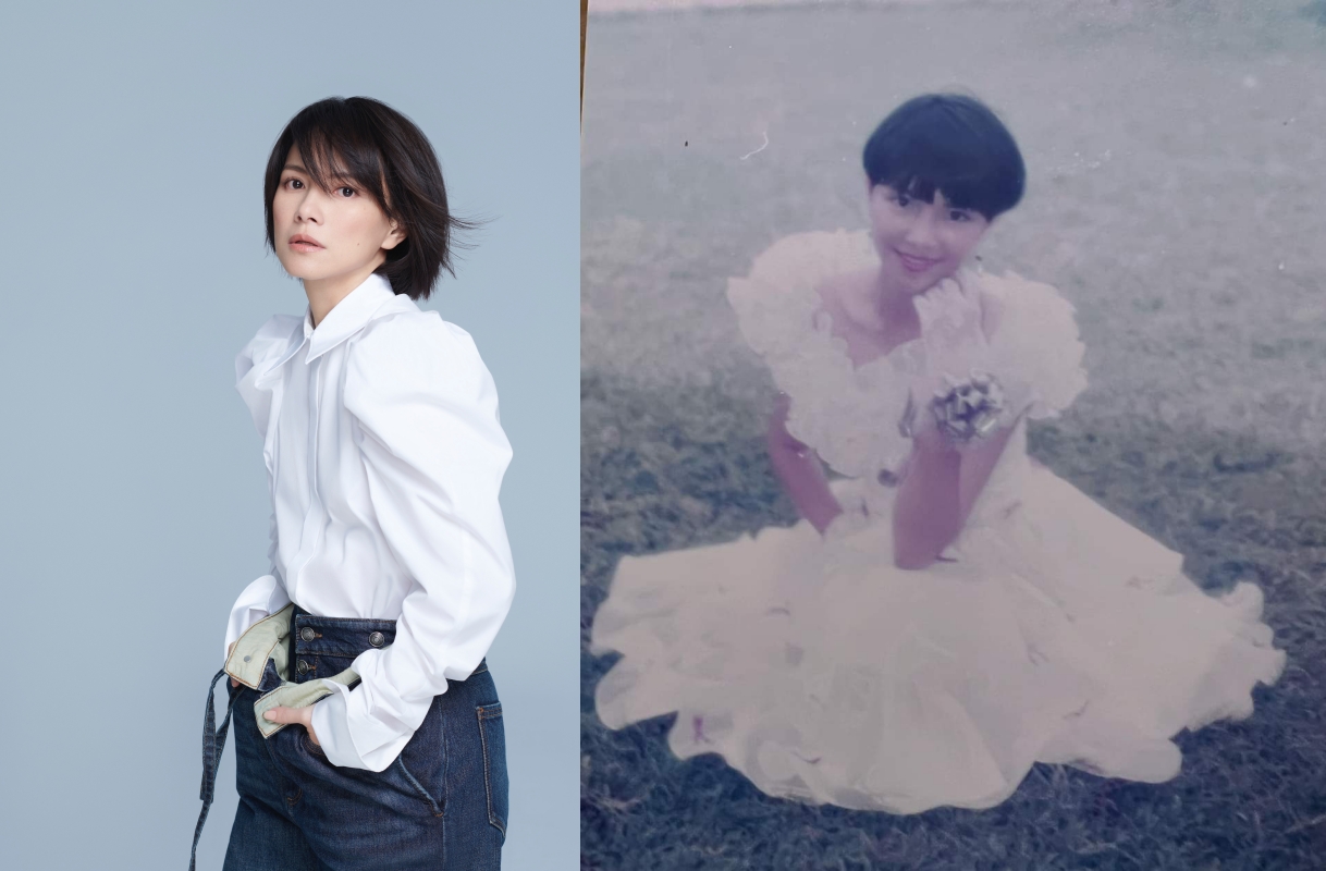 李心潔秀出懷舊照片邀粉絲一起找回「裙擺搖搖」回憶故事。（滾石唱片提供）