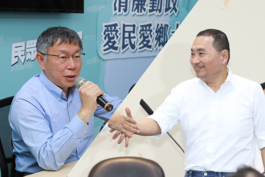 柯文哲（左）今發文恭喜侯友宜（右）獲得提名，稱2024會是一場訴諸理念、價值的對決。