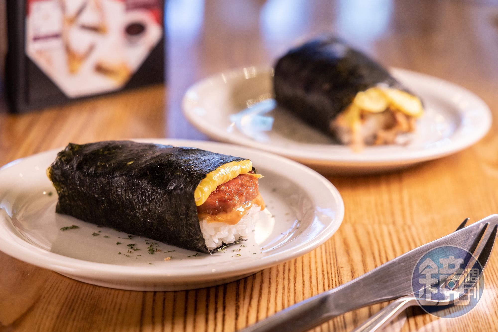 「SPAM Musubi」吃起來很像日本沖繩的炸豬肉蛋飯糰,裡面使用SPAM火腿夾軟嫩炒蛋。(美金4.5元/份,約NT$140元)