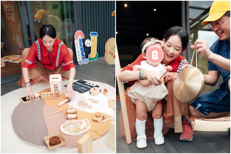 黃子佼夫妻倆幫女兒舉辦抓週派對，孟耿如前一晚提早布置會場。（翻攝自孟耿如臉書）