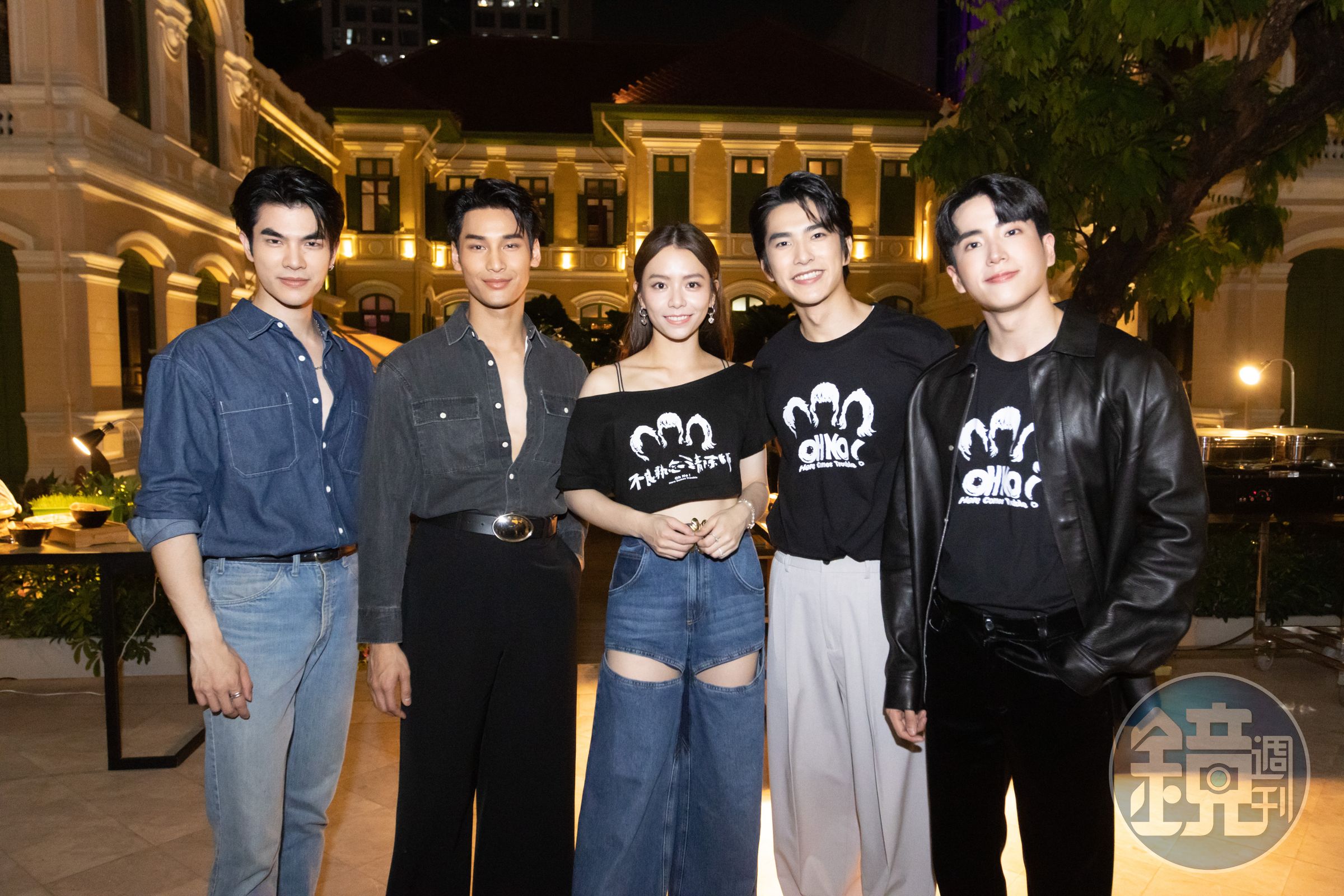 愛奇藝打造由曾敬驊（右二）和宋芸樺（中）主演的台劇《不良執念清除師》，除邀請泰國演員查農（右）參與演出外，上月也安排他們和原創泰劇《黑幫少爺愛上我》Mile（左）與Apo相見歡。（愛奇藝國際站提供）