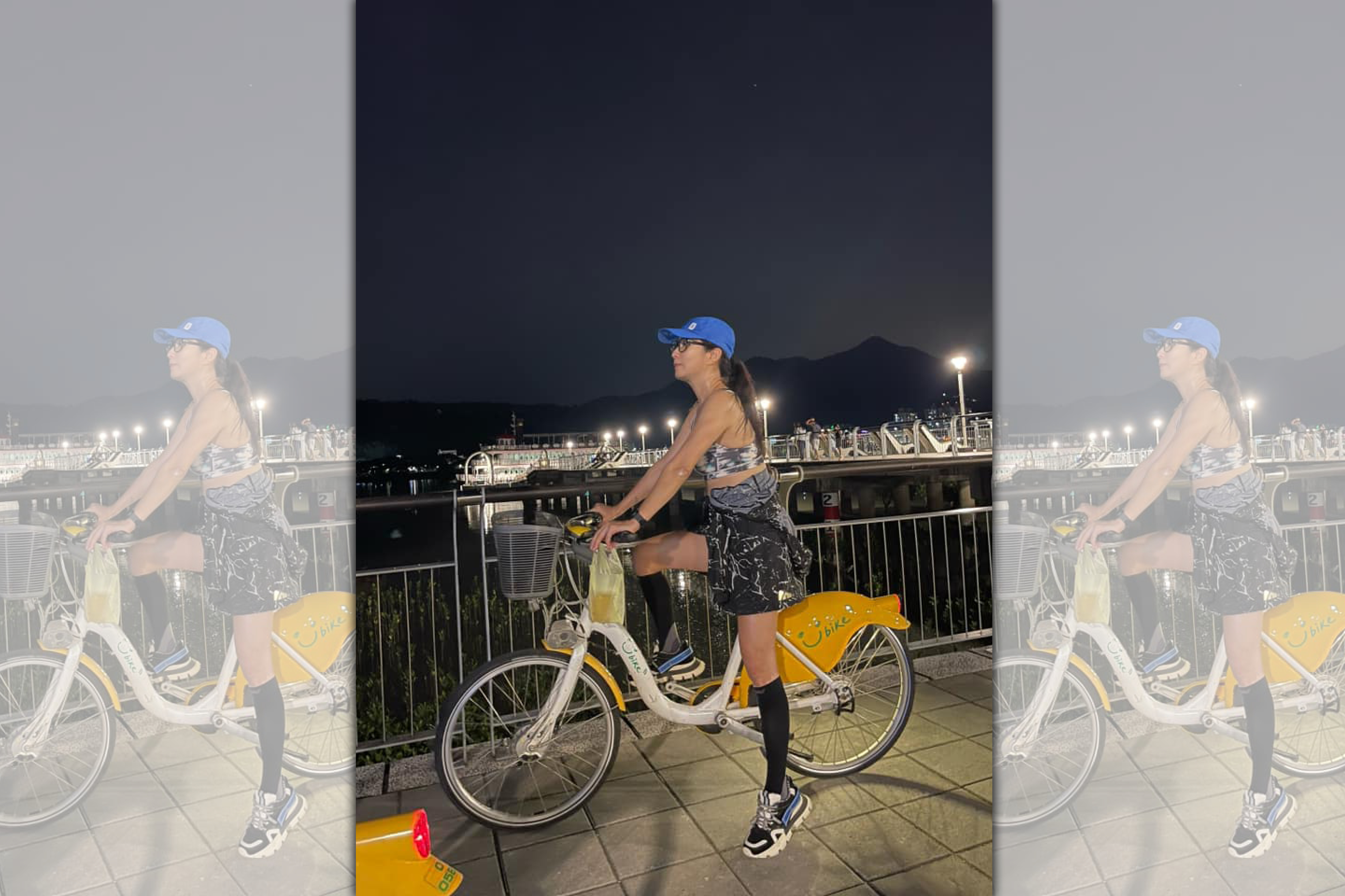 方文琳騎單車秀辣腿。（翻攝自方文琳臉書）