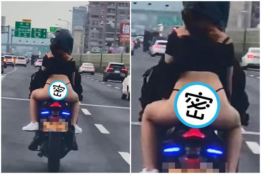 新北市65號快速道路上，有駕駛目擊前方重機後座長髮正妹屁股掉出來。（翻攝自「記者新聞網」）